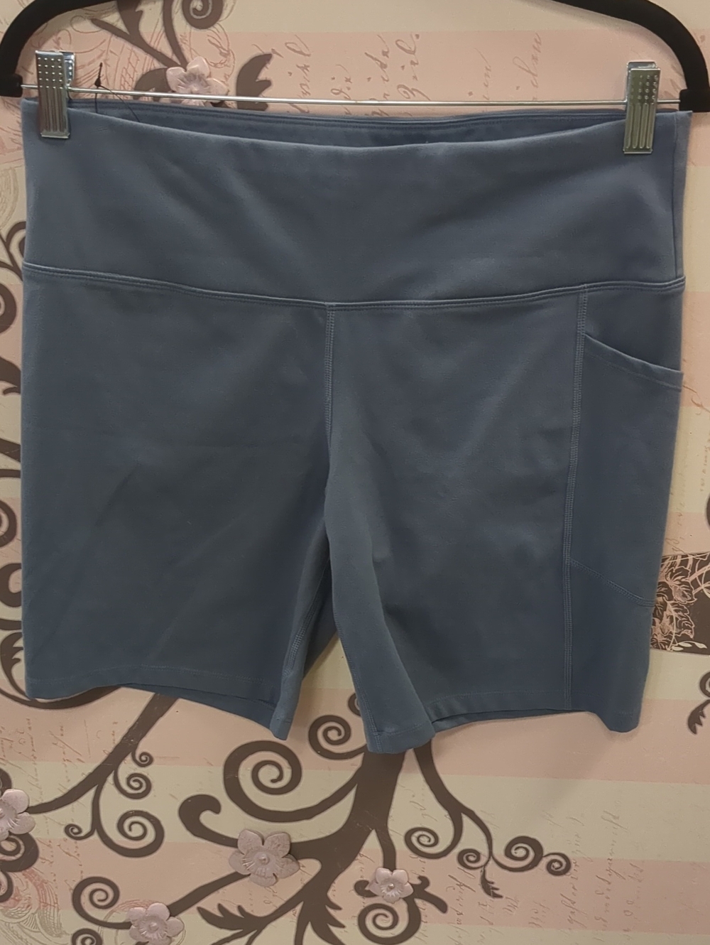 DKNY Slate Blue Bike Shorts with Side Pocket